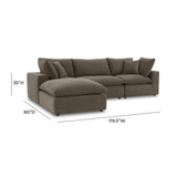 Cali Chocolate Brown Performance Velvet Sectional by TOV Furniture at Eve Furniture