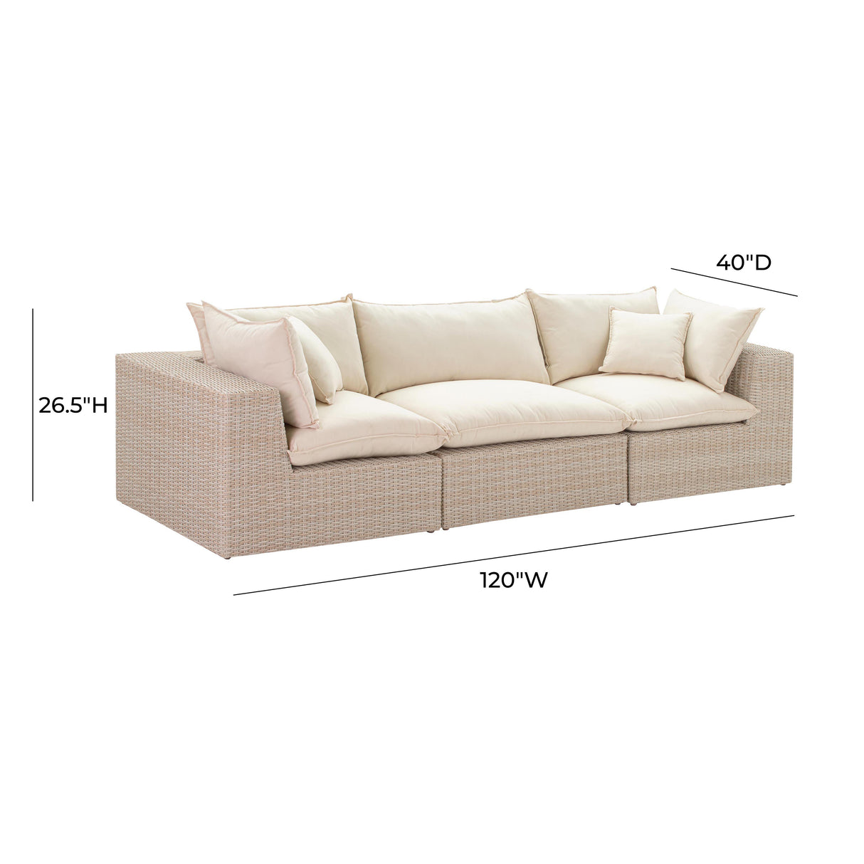 Cali Natural Wicker Outdoor Modular Sofa by TOV Furniture at Eve Furniture