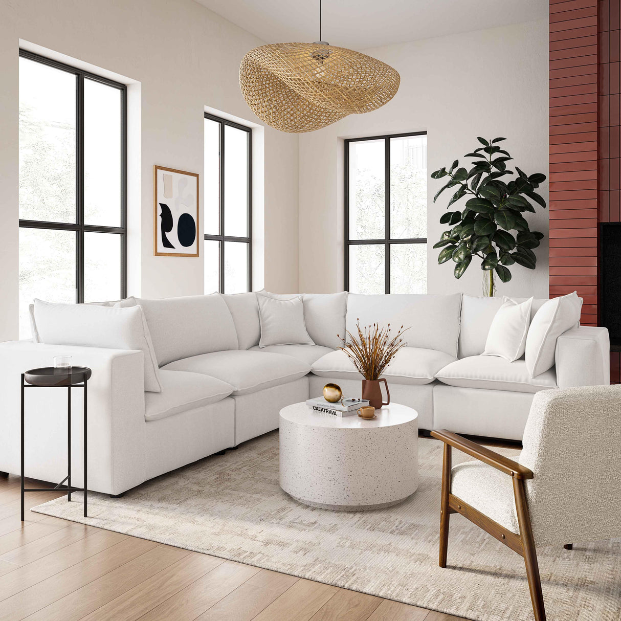 Cali Performance Fabric Modular 5-Piece L-Sectional by TOV Furniture at Eve Furniture