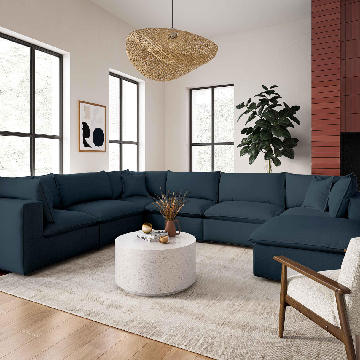 Cali Performance Fabric Modular 7-Piece Large Chaise Sectional by TOV Furniture at Eve Furniture