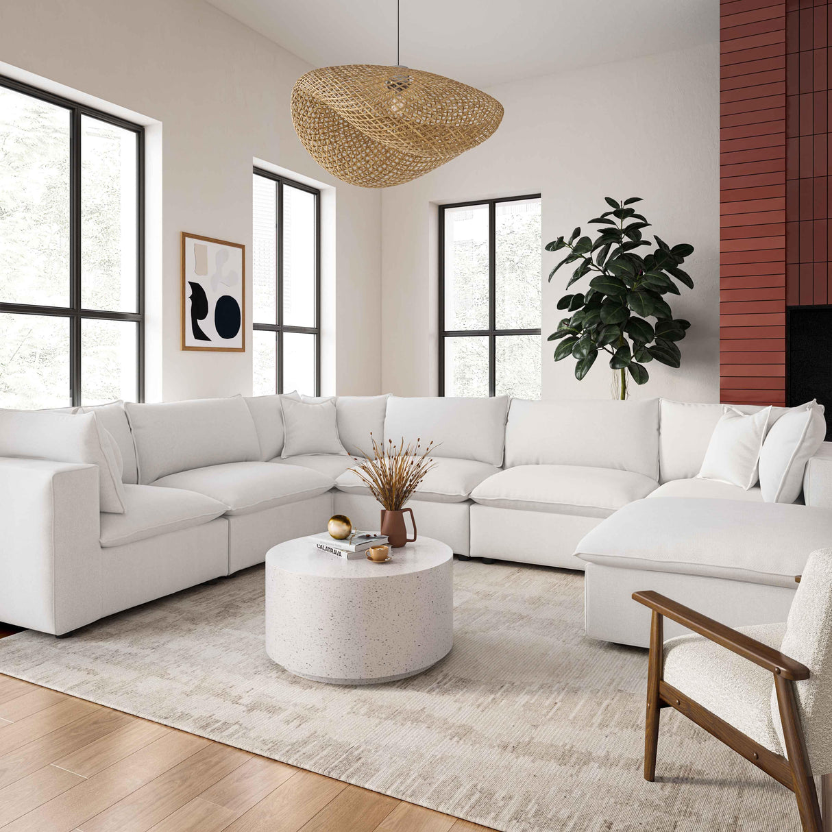 Cali Performance Fabric Modular 7-Piece Large Chaise Sectional by TOV Furniture at Eve Furniture