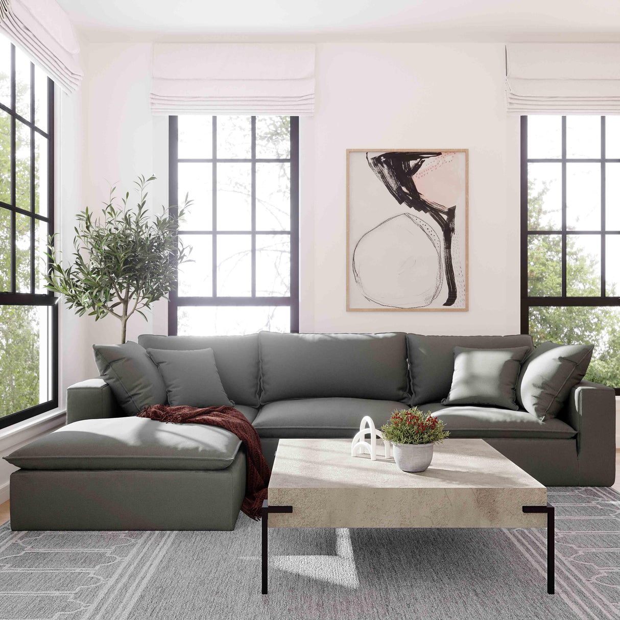 Cali Performance Fabric Modular Corner Chair by TOV Furniture at Eve Furniture
