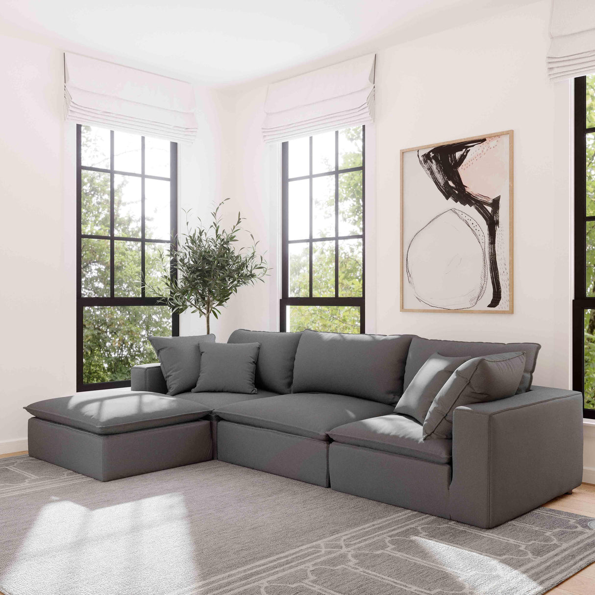 Cali Performance Fabric Ottoman by TOV Furniture at Eve Furniture