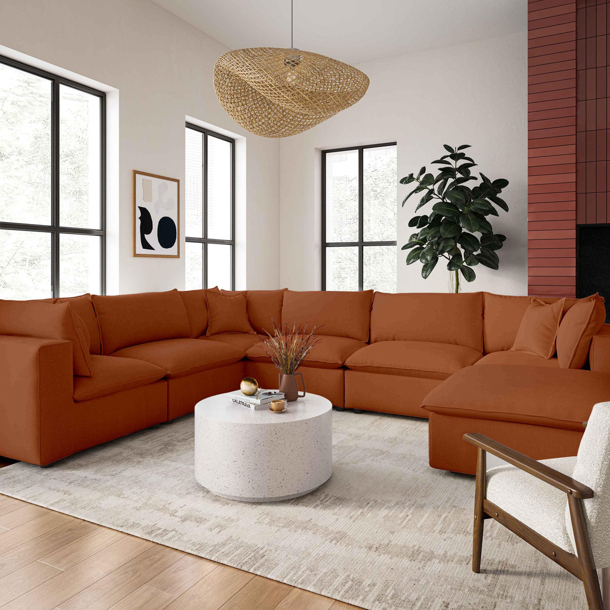 Cali Performance Fabric Ottoman by TOV Furniture at Eve Furniture
