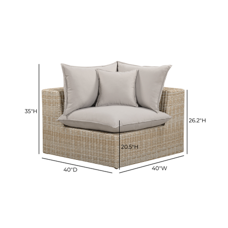 Cali Performance Fabric & Wicker Outdoor Corner Chair by TOV Furniture at Eve Furniture