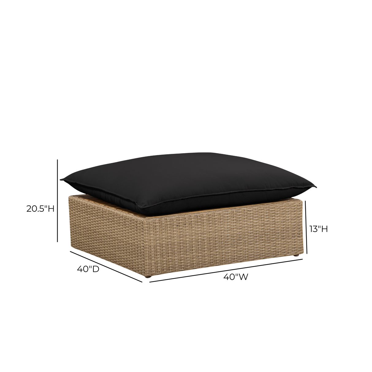 Cali Performance Fabric & Wicker Outdoor Ottoman by TOV Furniture at Eve Furniture