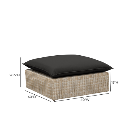 Cali Performance Fabric & Wicker Outdoor Ottoman by TOV Furniture at Eve Furniture