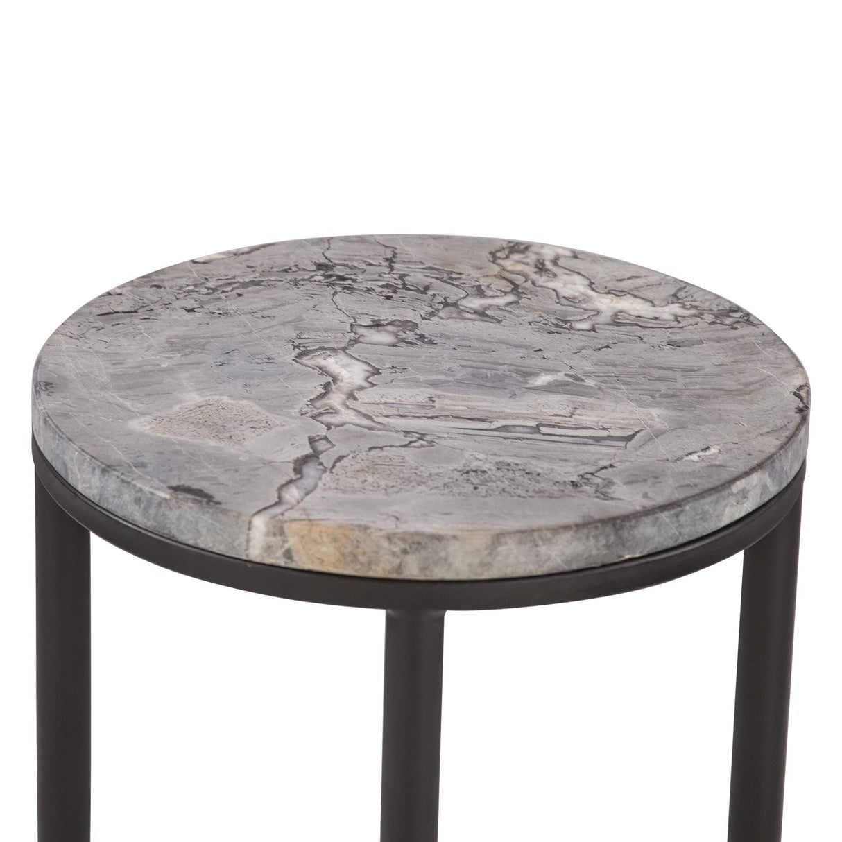 Calico 14" Side Table in Gray Septarian with Iron Base by Home Trends & Design at Eve Furniture
