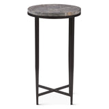 Calico 14" Side Table in Gray Septarian with Iron Base by Home Trends & Design at Eve Furniture