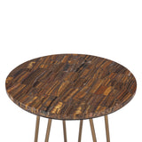 Calico 17" Side Table in Tiger Eye with Antique Gold Base by Home Trends & Design at Eve Furniture