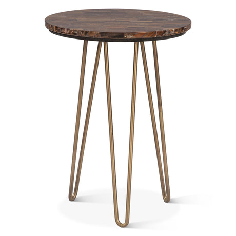 Calico 17" Side Table in Tiger Eye with Antique Gold Base by Home Trends & Design at Eve Furniture