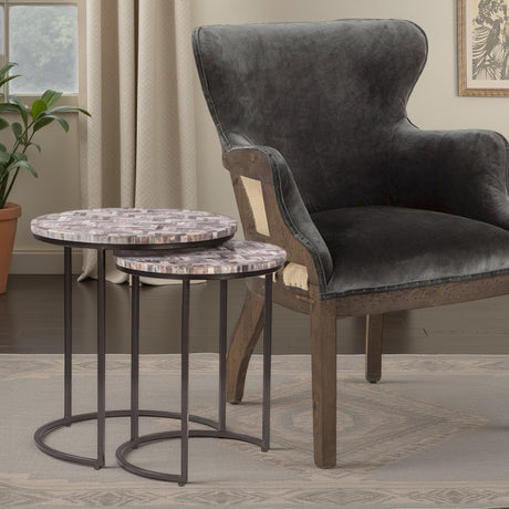 Calico 20" Nesting Tables in Chevron Pattern, Set 2 by Home Trends & Design at Eve Furniture