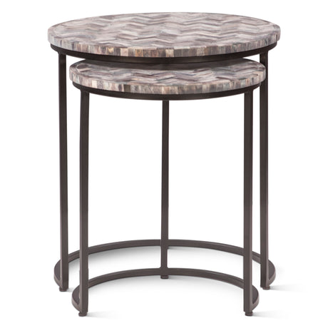 Calico 20" Nesting Tables in Chevron Pattern, Set 2 by Home Trends & Design at Eve Furniture