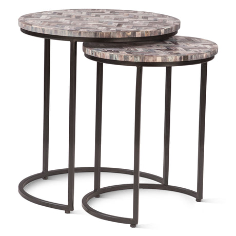 Calico 20" Nesting Tables in Chevron Pattern, Set 2 by Home Trends & Design at Eve Furniture