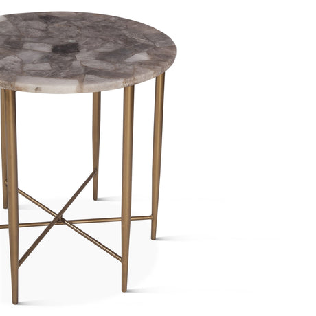 Calico 24" Side Table in Smoky Quartz with Iron Base by Home Trends & Design at Eve Furniture