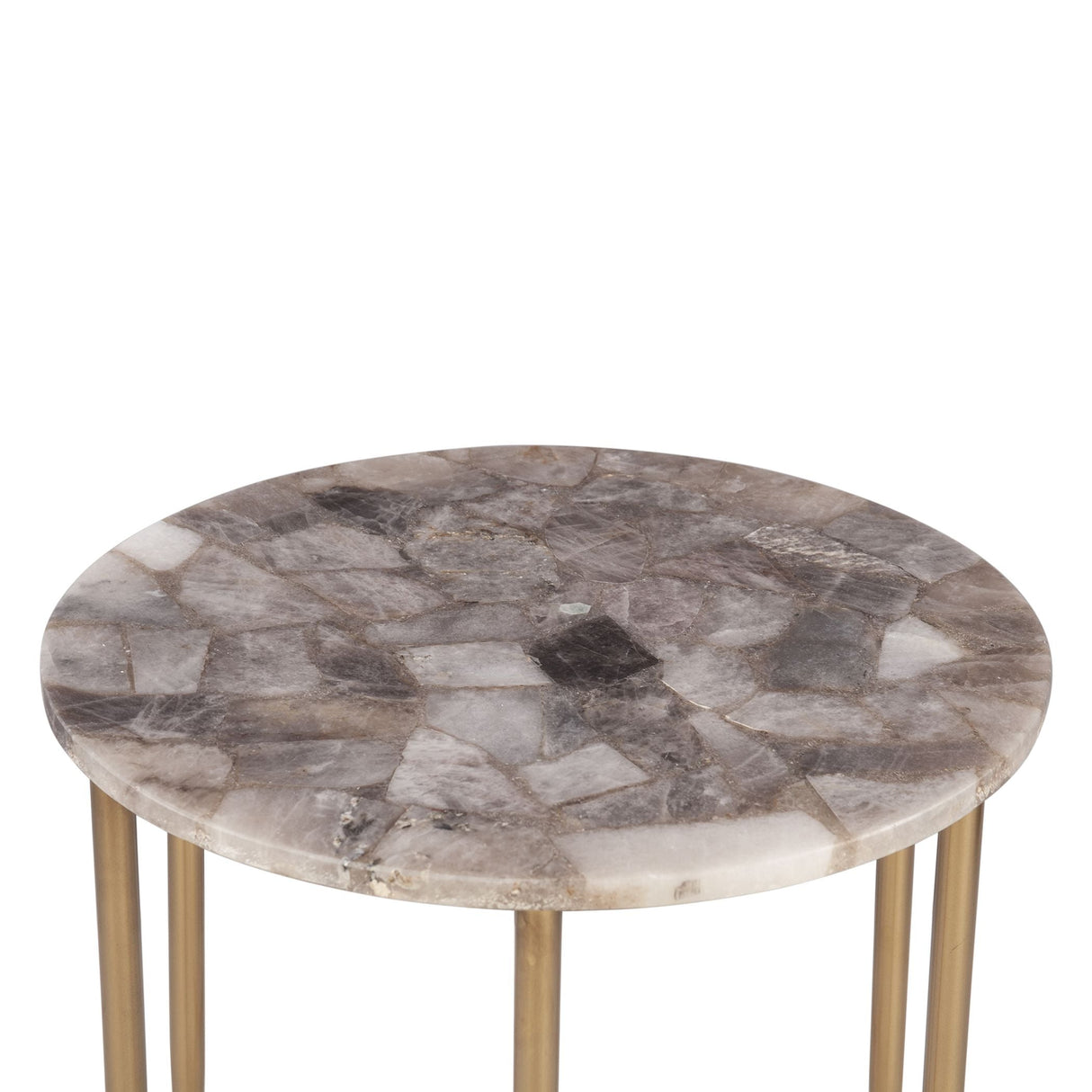 Calico 24" Side Table in Smoky Quartz with Iron Base by Home Trends & Design at Eve Furniture