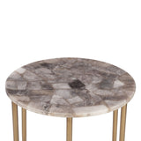 Calico 24" Side Table in Smoky Quartz with Iron Base by Home Trends & Design at Eve Furniture