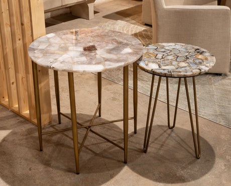 Calico 24" Side Table in Smoky Quartz with Iron Base by Home Trends & Design at Eve Furniture