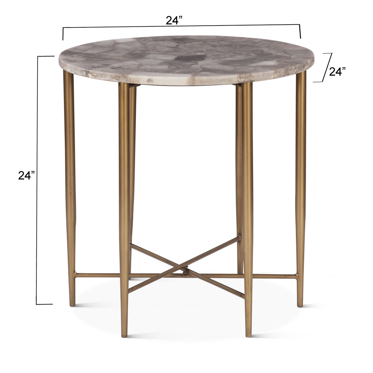 Calico 24" Side Table in Smoky Quartz with Iron Base by Home Trends & Design at Eve Furniture