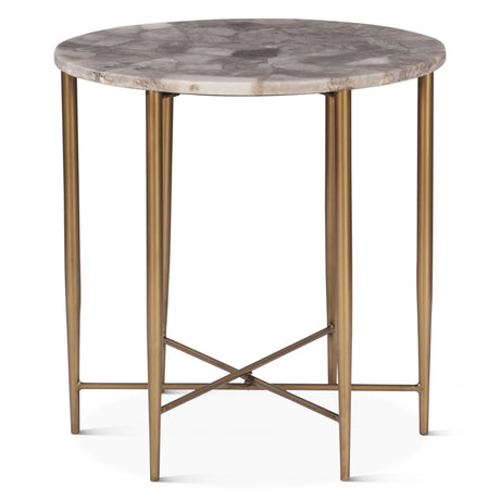 Calico 24" Side Table in Smoky Quartz with Iron Base by Home Trends & Design at Eve Furniture