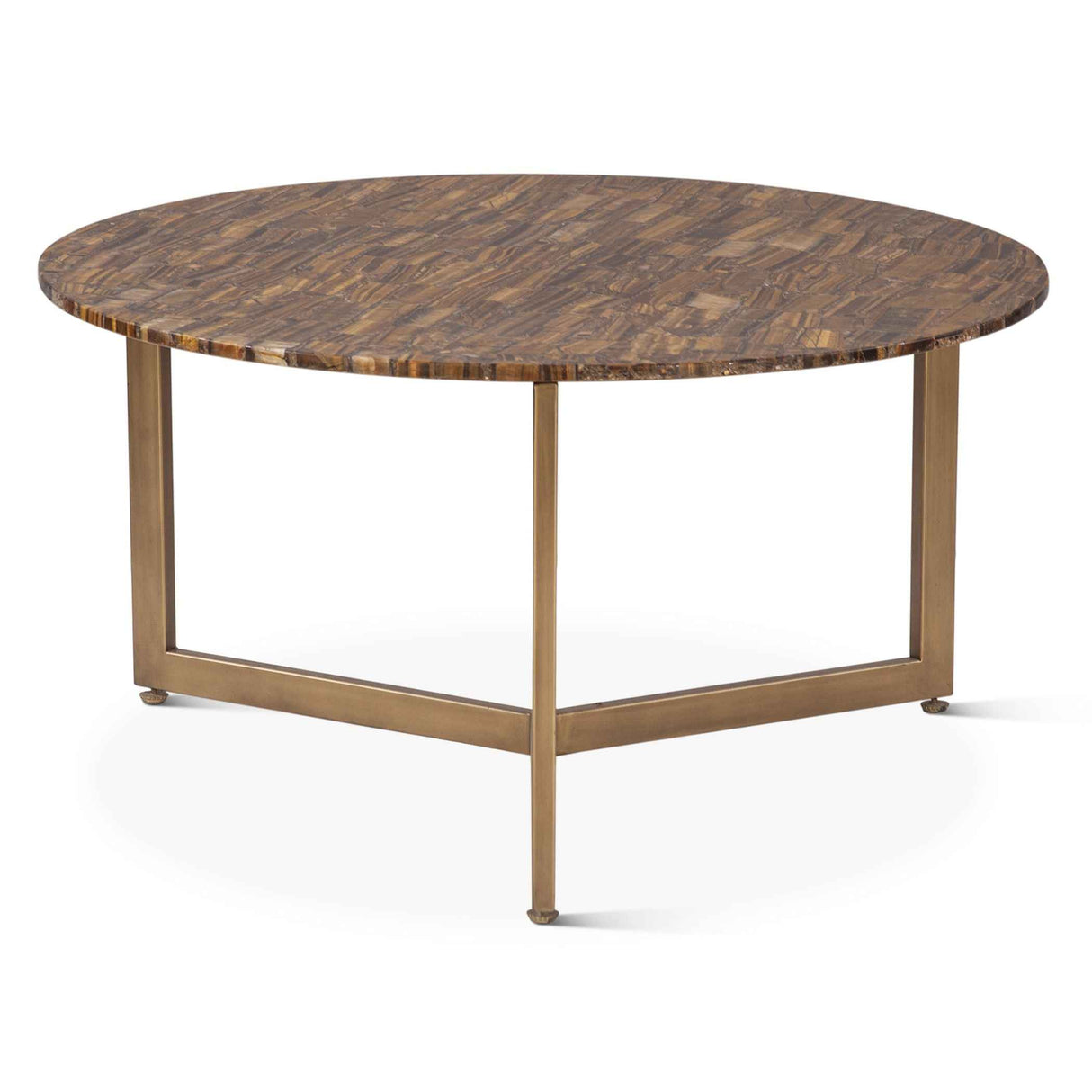 Calico 36" Coffee Table in Tiger Eye with Antique Gold Base by Home Trends & Design at Eve Furniture