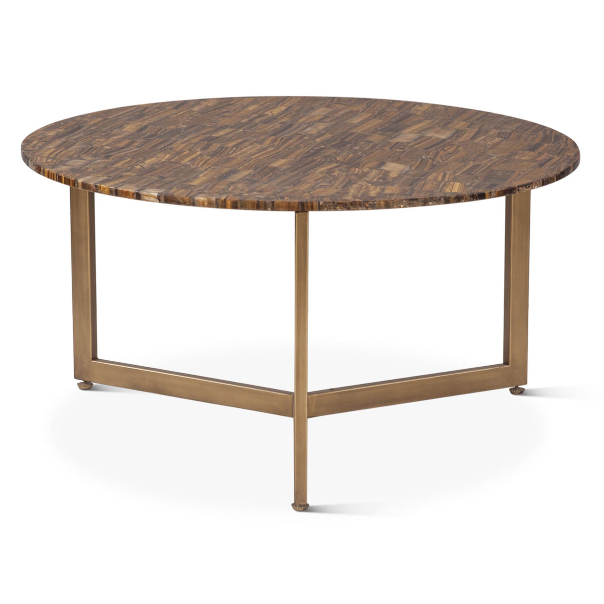 Calico 36" Coffee Table in Tiger Eye with Antique Gold Base by Home Trends & Design at Eve Furniture