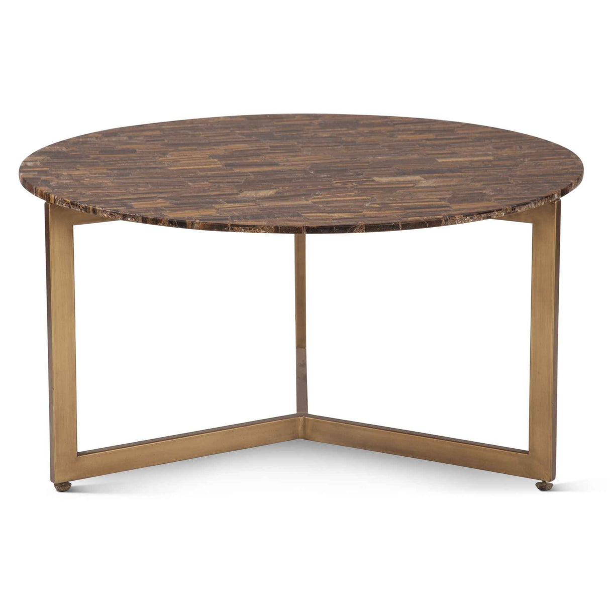 Calico 36" Coffee Table in Tiger Eye with Antique Gold Base by Home Trends & Design at Eve Furniture