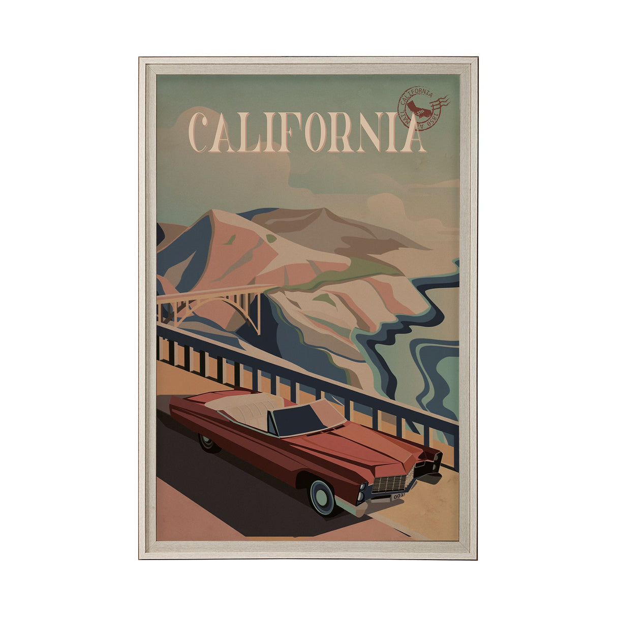California Go USA (XL) by Mercana Studio a Hand Embellished Decograph Framed Art Print under Glass by Mercana at Eve Furniture