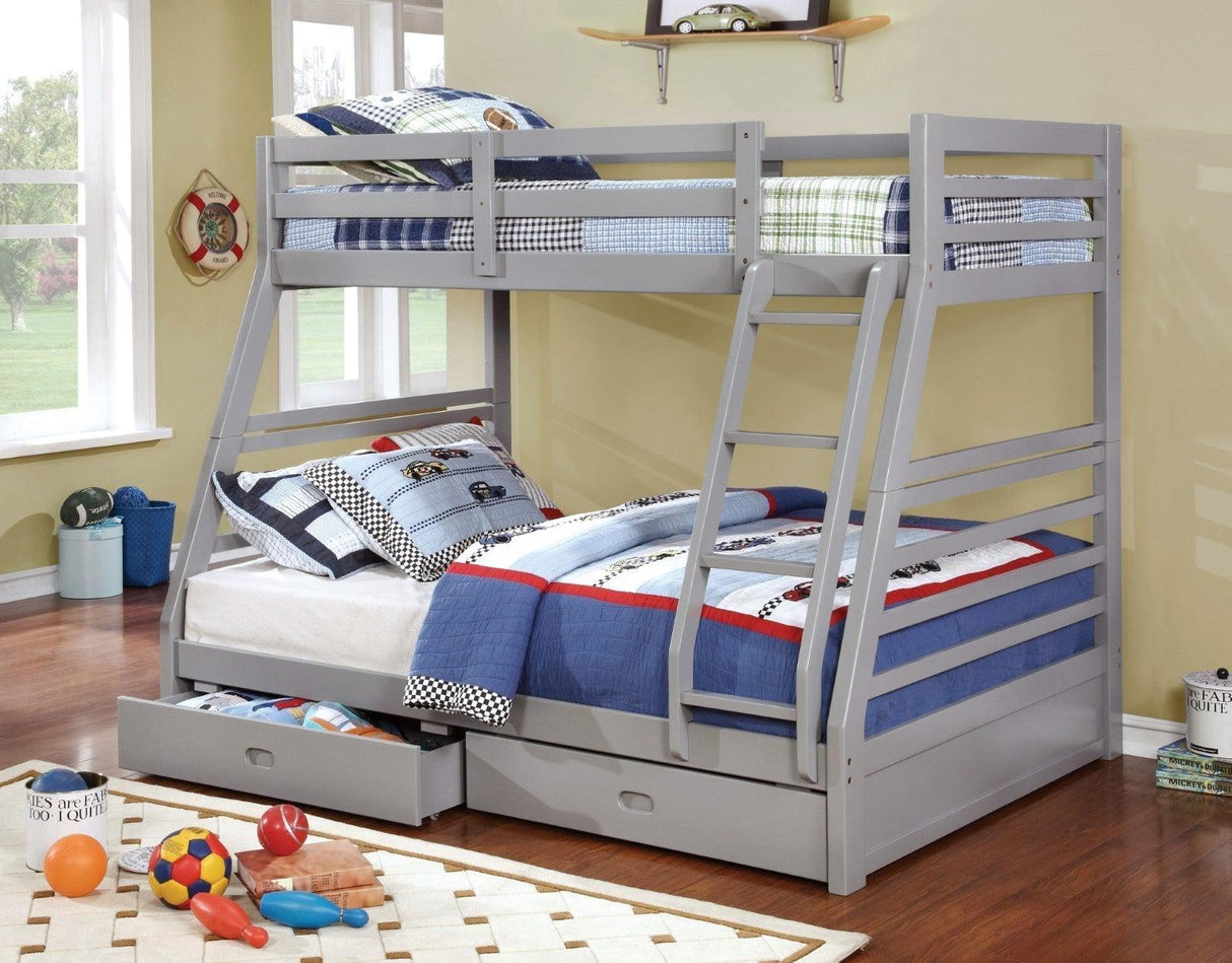 California Gray Twin/Full Bunk Bed, Gray by Furniture of America at Eve Furniture