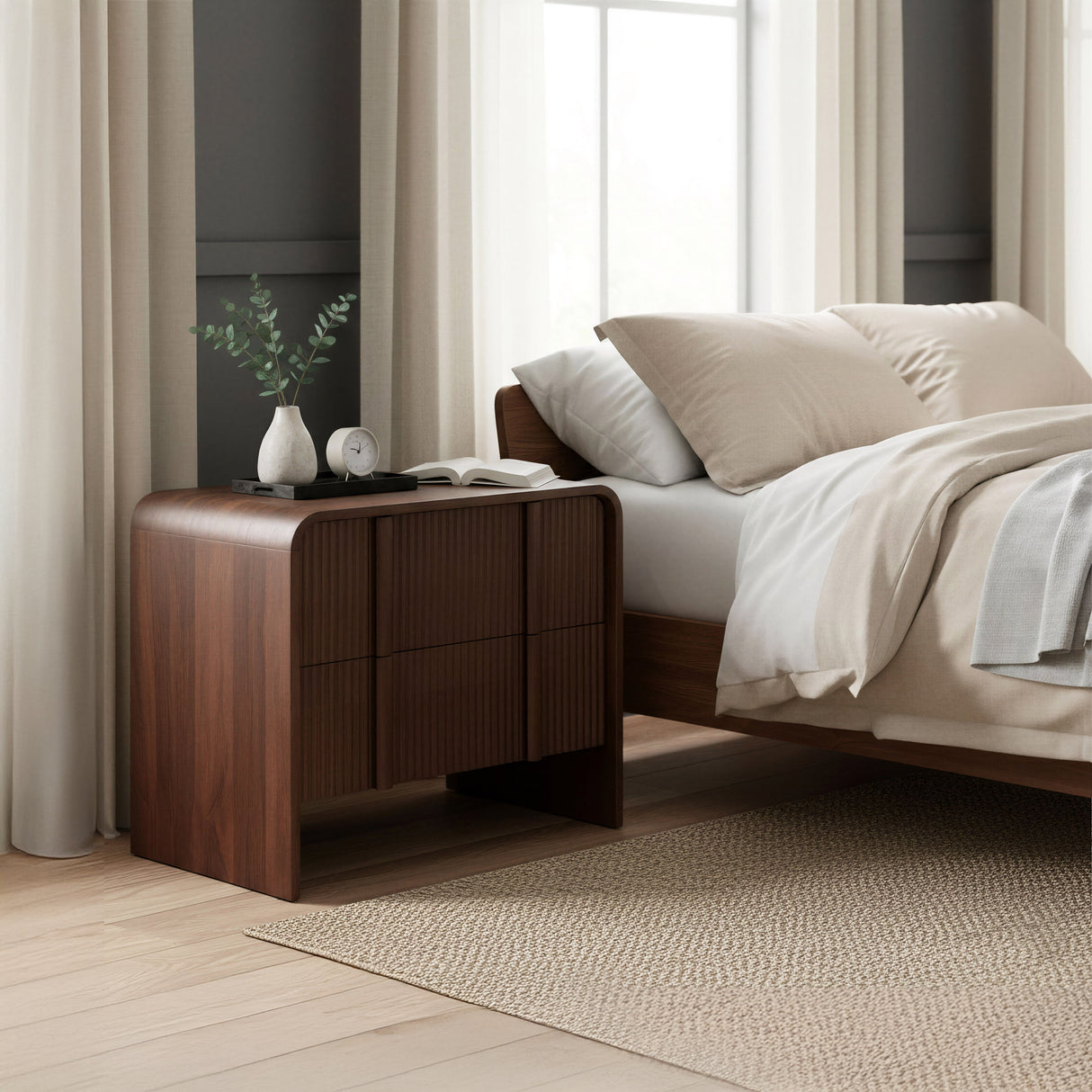 Calipso Walnut Nightstand by Zuomod at Eve Furniture