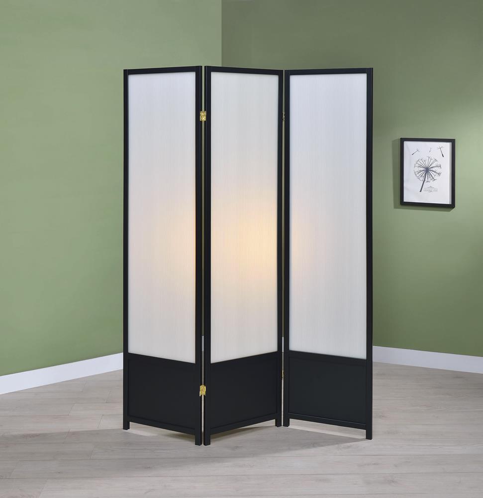 Calix 3-Panel Folding Floor Screen Translucent/Black