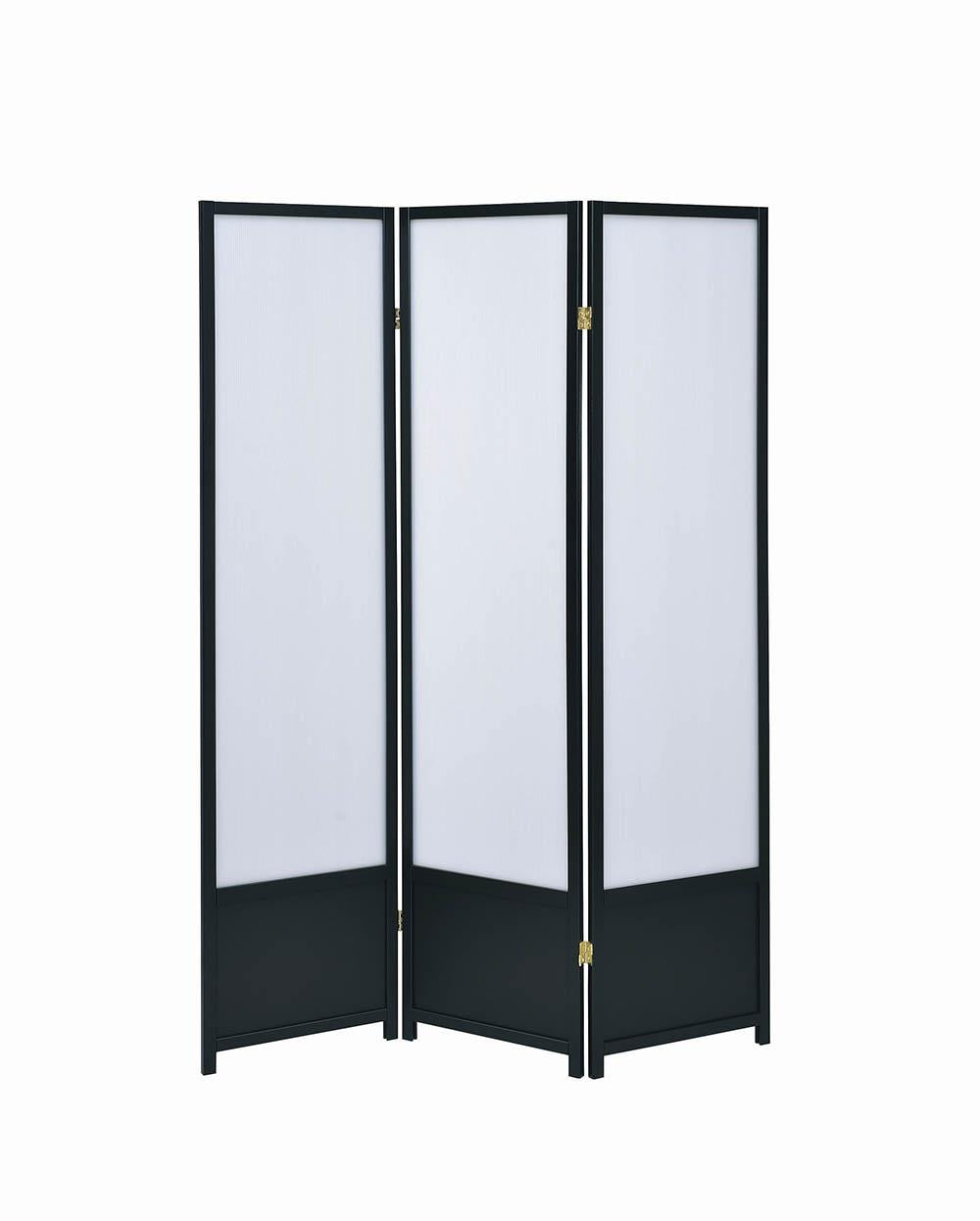 Calix 3-Panel Folding Floor Screen Translucent/Black