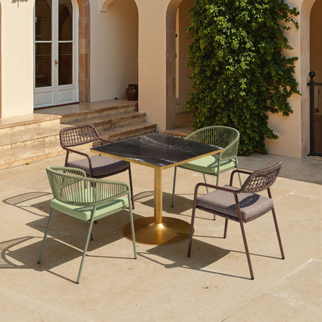 Caliza Black & Gold Outdoor Dining Table by Zuomod at Eve Furniture