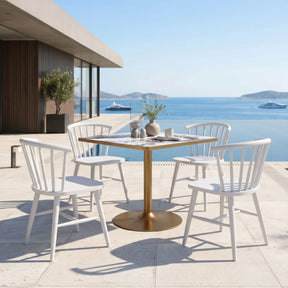 Caliza Dining Table White & Gold by Zuomod at Eve Furniture