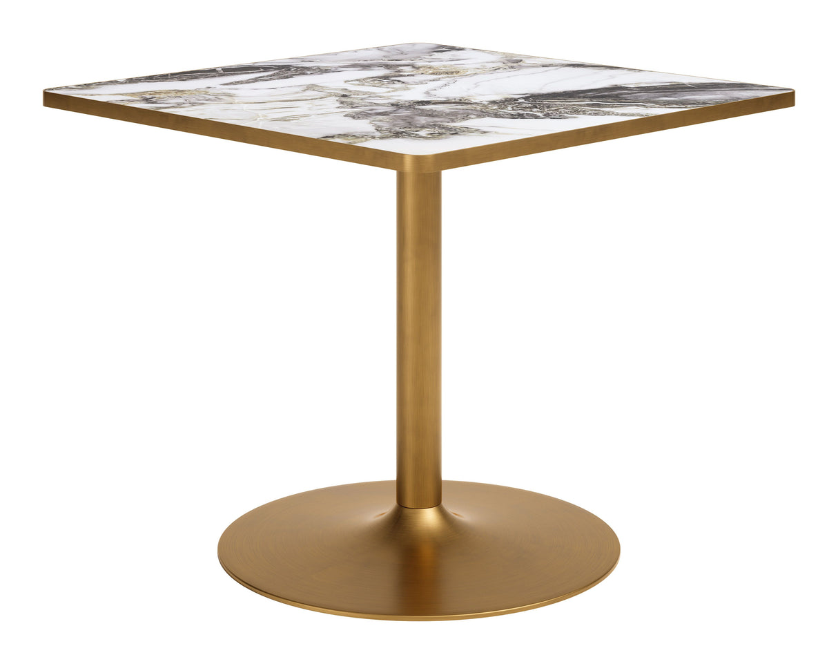 Caliza Dining Table White & Gold by Zuomod at Eve Furniture