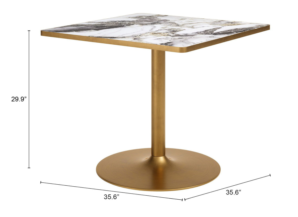 Caliza Dining Table White & Gold by Zuomod at Eve Furniture