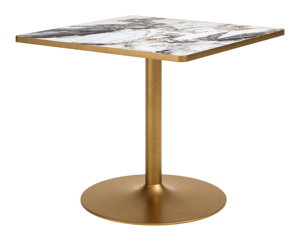 Caliza Dining Table White & Gold by Zuomod at Eve Furniture