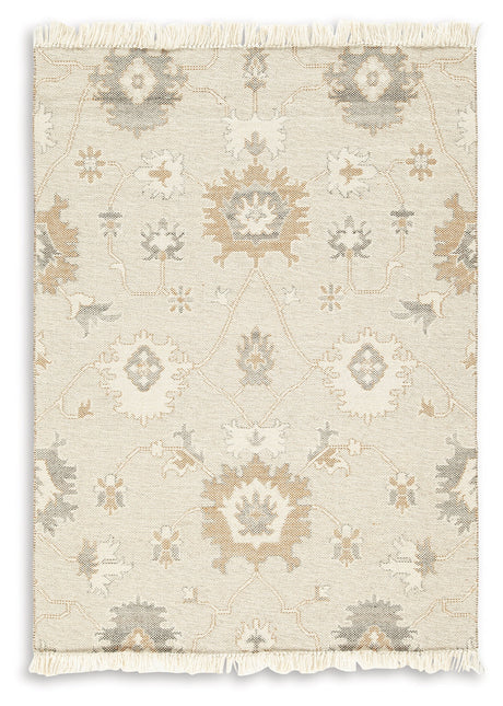 Calkin Linen/Gray/Caramel 5' x 7' Rug by Ashley at Eve Furniture