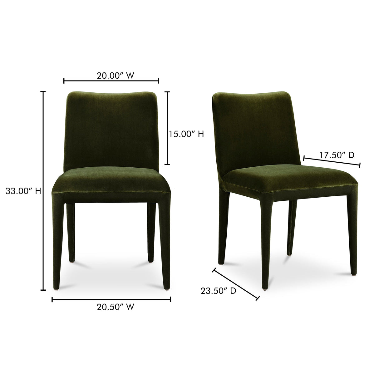 Calla Green Velvet Dining Chair (Set of 2) by MOES at Eve Furniture