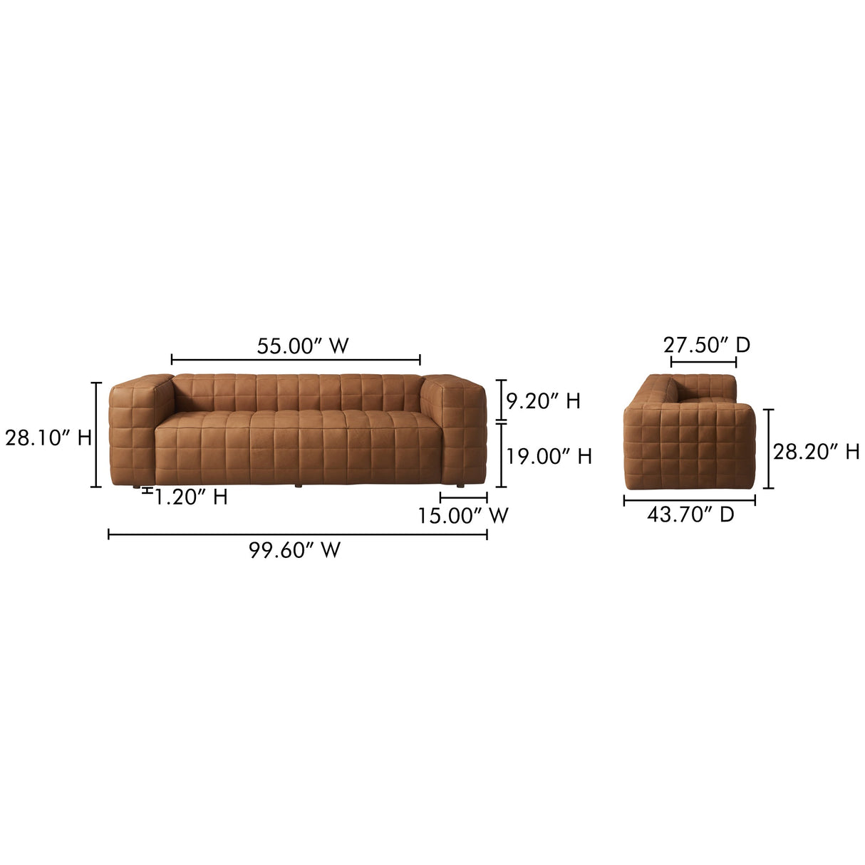 Callan Tan Sofa by Moe's Home at Eve Furniture