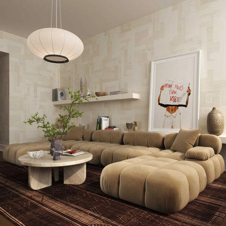 Calliope Cafe Au Lait Performance Velvet Modular Corner Chair by TOV Furniture at Eve Furniture