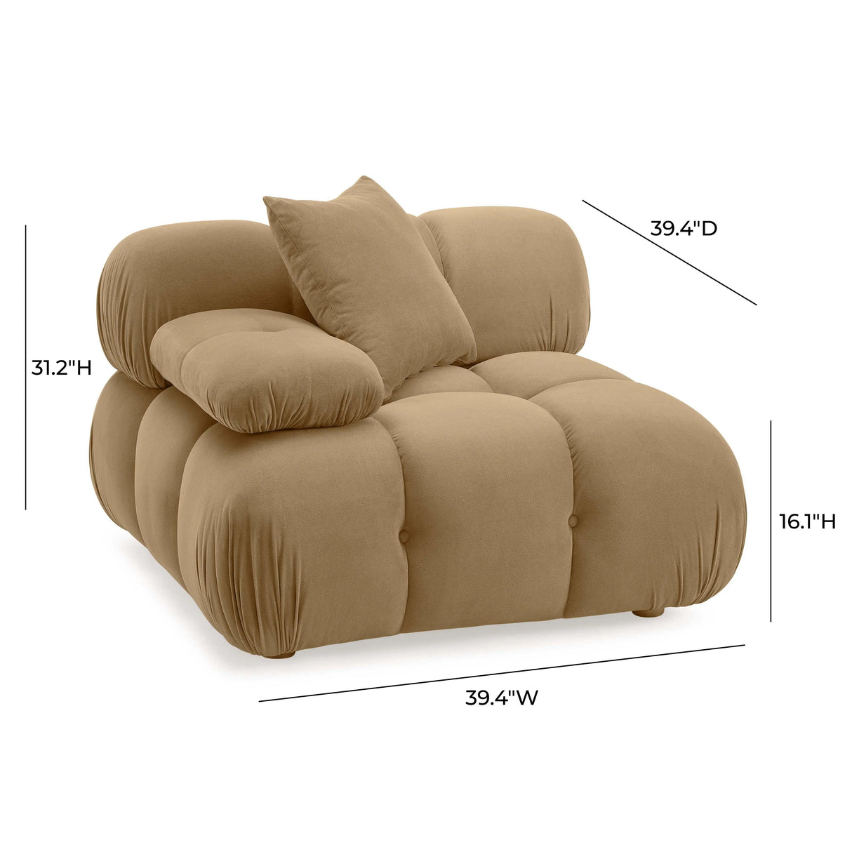 Calliope Cafe Au Lait Performance Velvet Modular Corner Chair by TOV Furniture at Eve Furniture