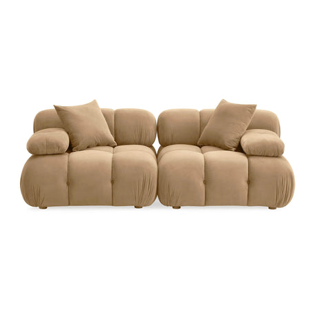 Calliope Cafe Au Lait Performance Velvet Modular Loveseat by TOV Furniture at Eve Furniture