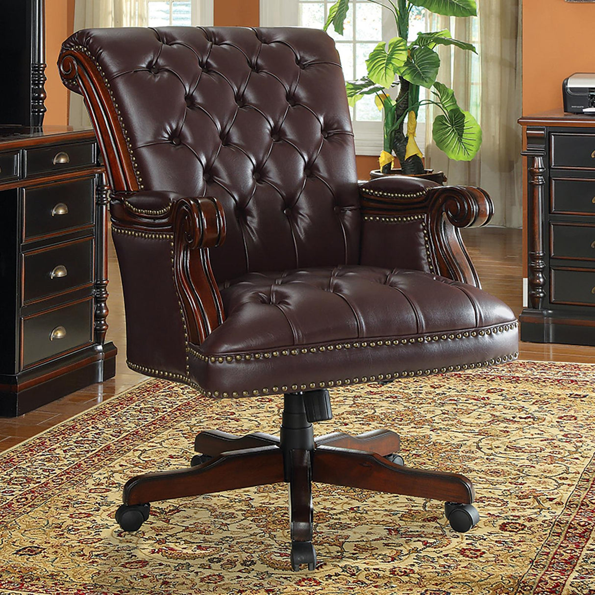 Calloway Dark Brown Tufted Adjustable Height Office Chair