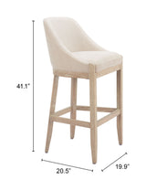 Calmo Beige Barstool by Zuomod at Eve Furniture