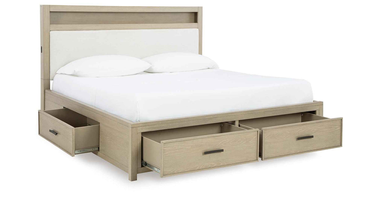Calmoro Gray Bookcase Storage Panel Bedroom Set by Ashley at Eve Furniture
