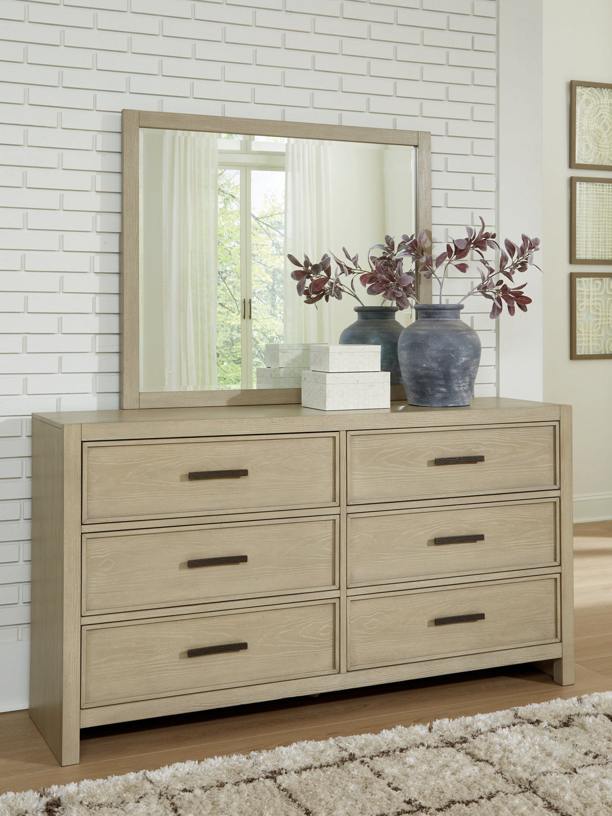 Calmoro Gray Dresser and Mirror by Ashley at Eve Furniture