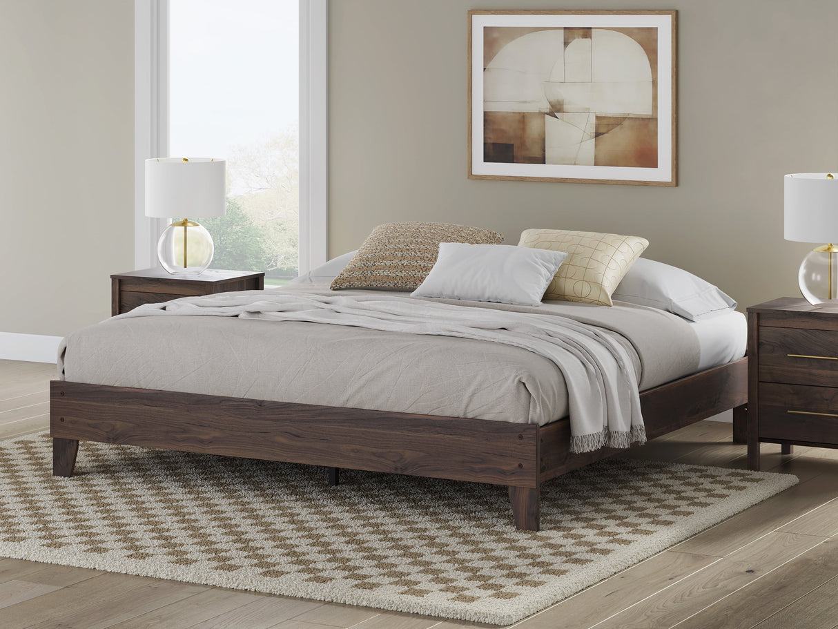 Calverson Brown King Platform Base Bed by Ashley at Eve Furniture