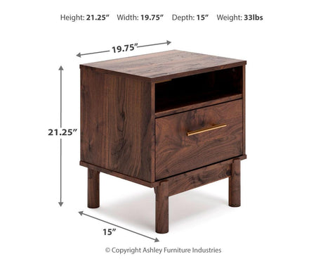 Calverson Full Platform Bed with 2 Nightstands in Mocha by Ashley at Eve Furniture