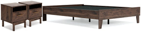 Calverson Full Platform Bed with 2 Nightstands in Mocha by Ashley at Eve Furniture